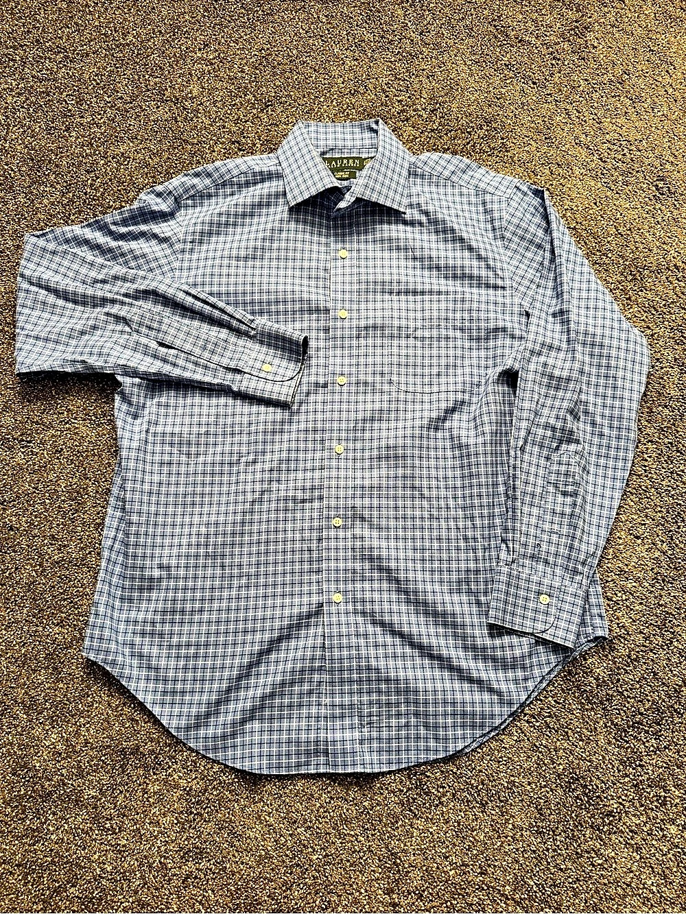Lauren Ralph Lauren Classic Fit Non Iron Plaid Cotton Shirt Size 16 1/2